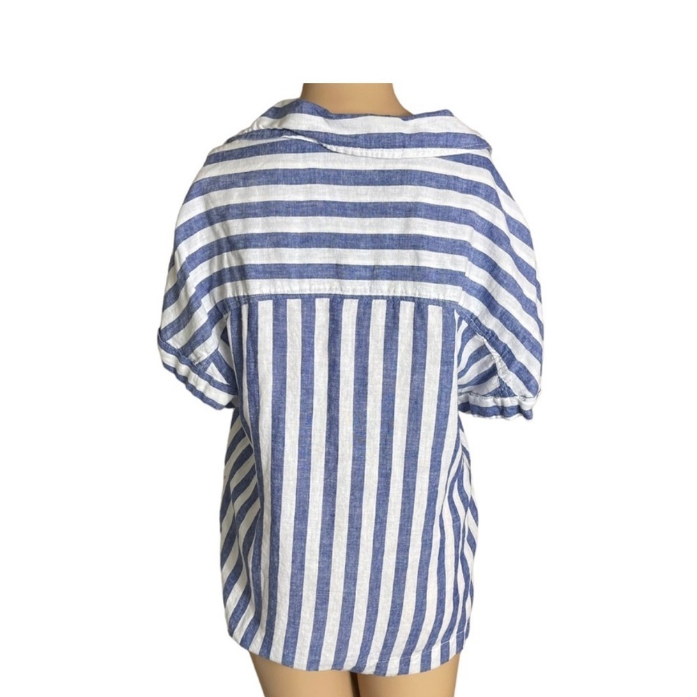 LOLA RIVER Size M Blue and White Striped Women's Blouse - Picture 2 of 5